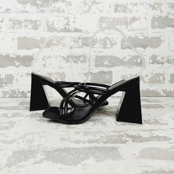 NEW Abound Austyn Black Tubular Strappy Square Open Toe Heeled Sandals H537 - Picture 4 of 10